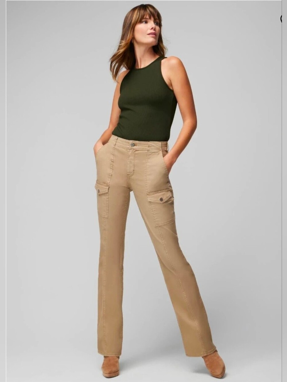 ❤️ WHITE HOUSE BLACK MARKET HIGH RISE PRET CARGO SKINNY FLARE PANTS, 4 (27)